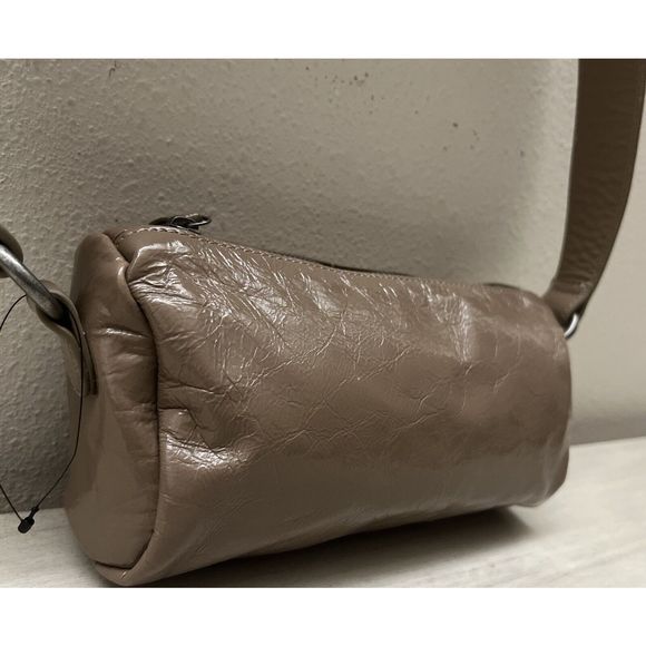 Free People Aurora Taupe Patent Leather Shoulder Baguette Bag Boho Y2K - Picture 5 of 14